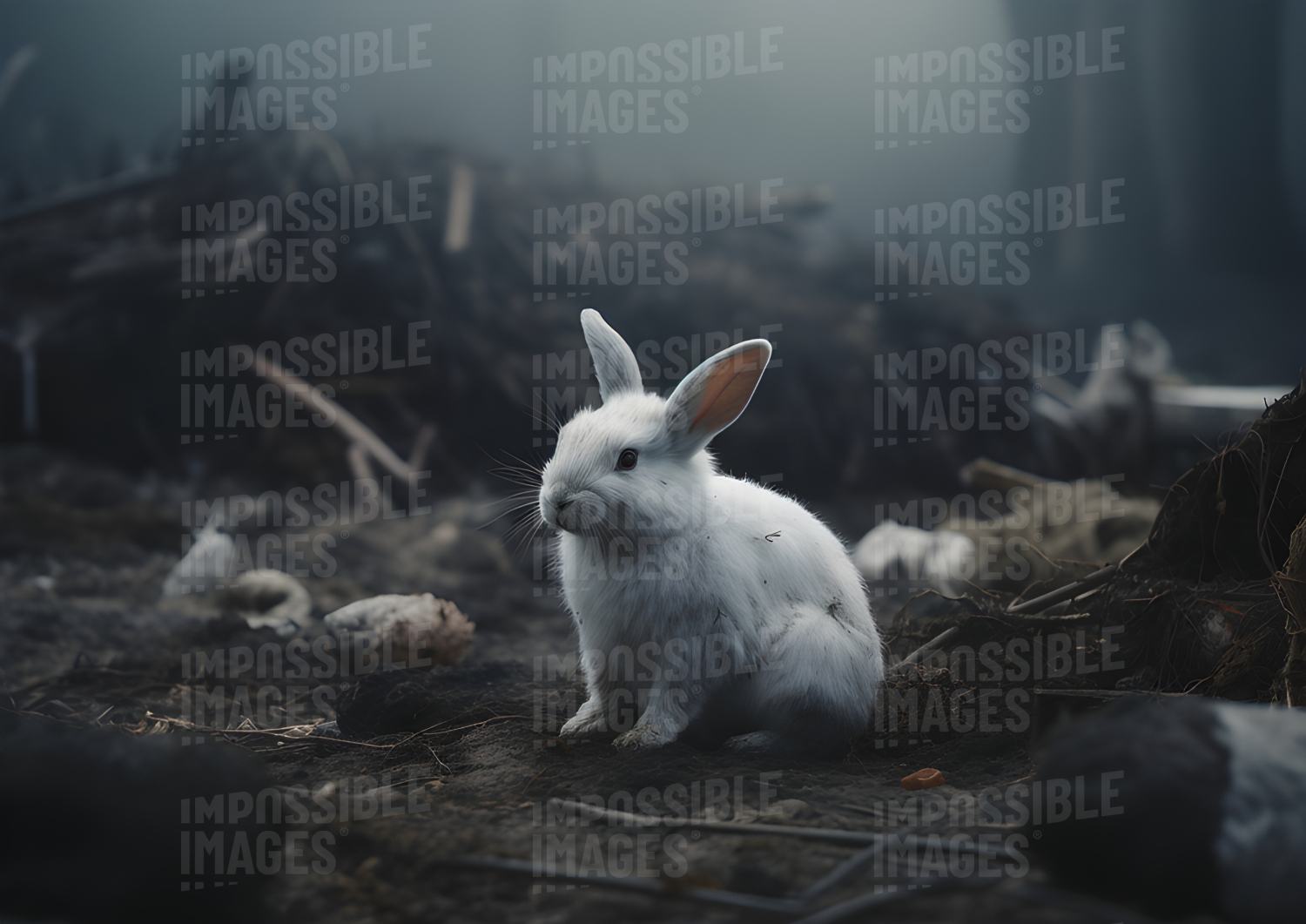 A white rabbit in the middle of an environmental disaster - Impossible ...