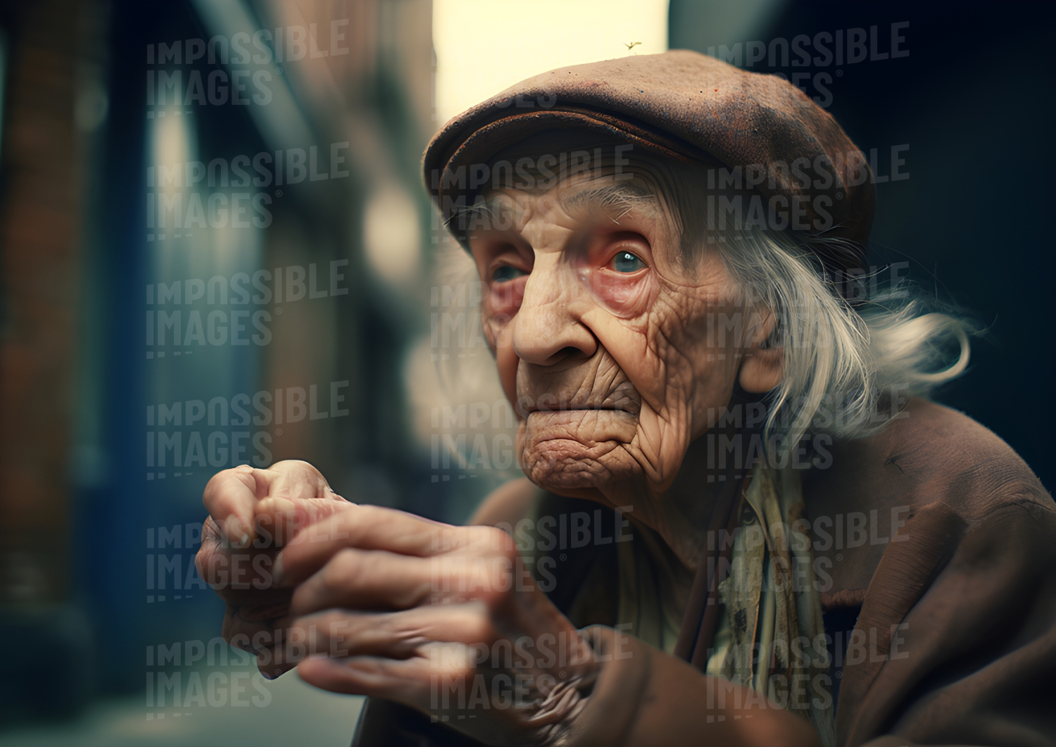 A sad elderly woman begging for change - Impossible Images - Unique ...