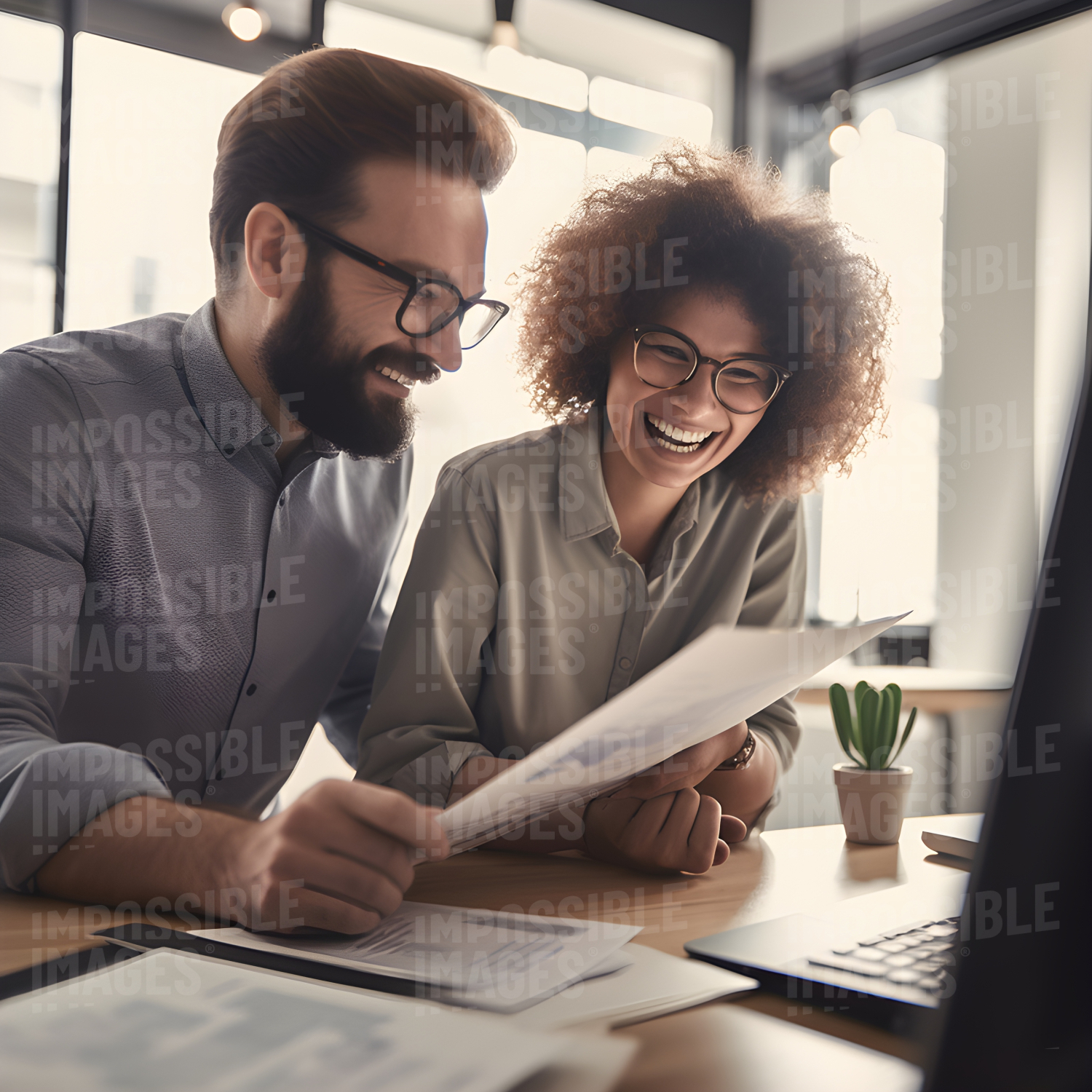 Man and woman at work - Impossible Images - Unique stock images for ...
