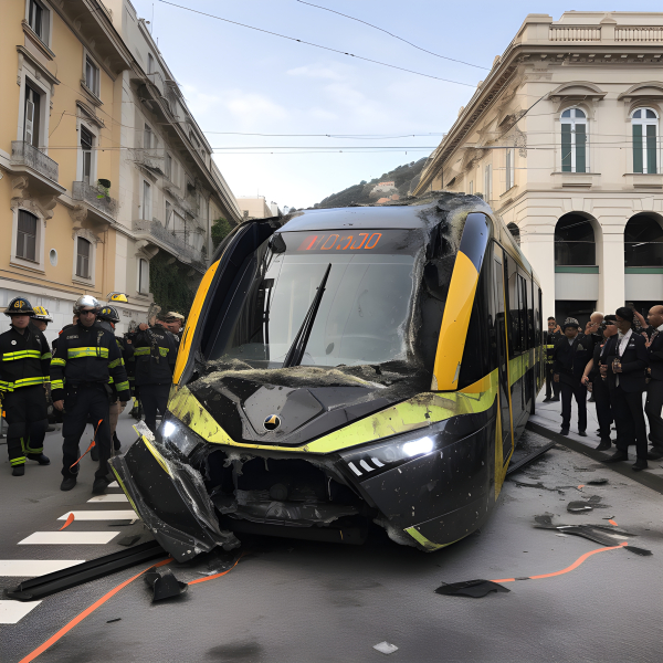 Crashed tram in a city - Impossible Images - Unique stock images for ...