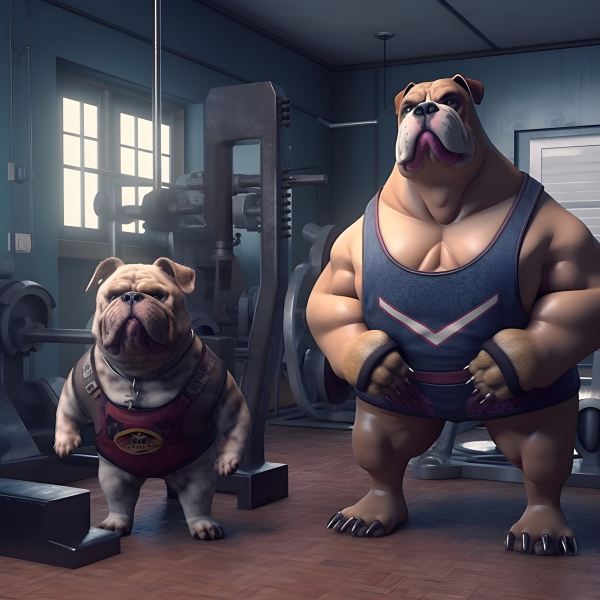 Dog bodybuilders at the gym Impossible Images Unique stock images