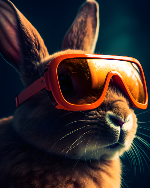 Cute rabbit wearing sunglasses - Impossible Images - Unique stock