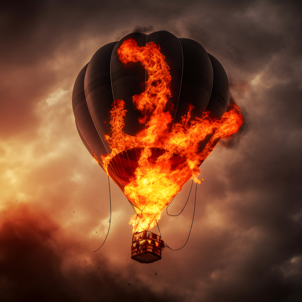 Hot air balloon catching fire in mid air Impossible Images Unique stock images for