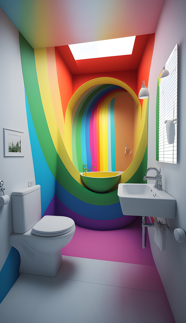 Contemporary rainbow bathroom interior Impossible Images Unique