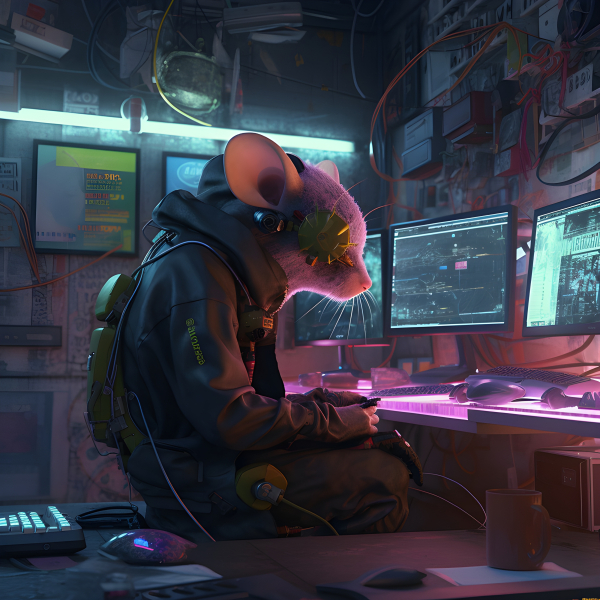 A Cyberpunk Hacker Rat in it's Lair. - Impossible Images - Unique stock ...