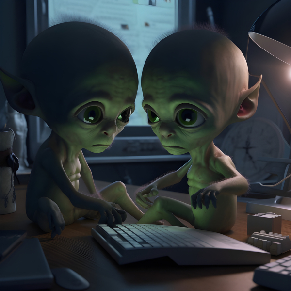 Sad Looking small Aliens sat on a Desk. - Impossible Images - Unique ...