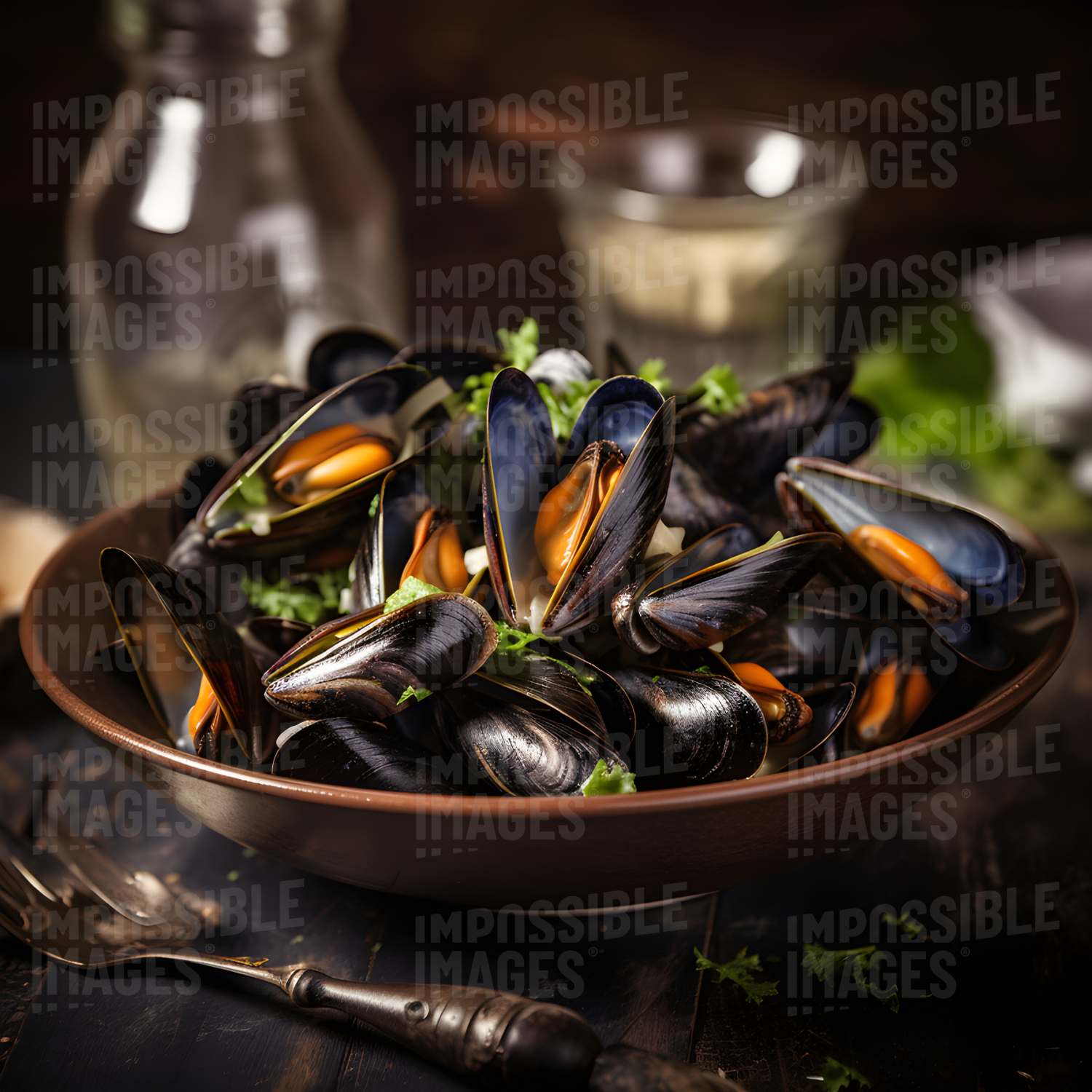 Cooked mussels in a dish Impossible Images Unique stock images for