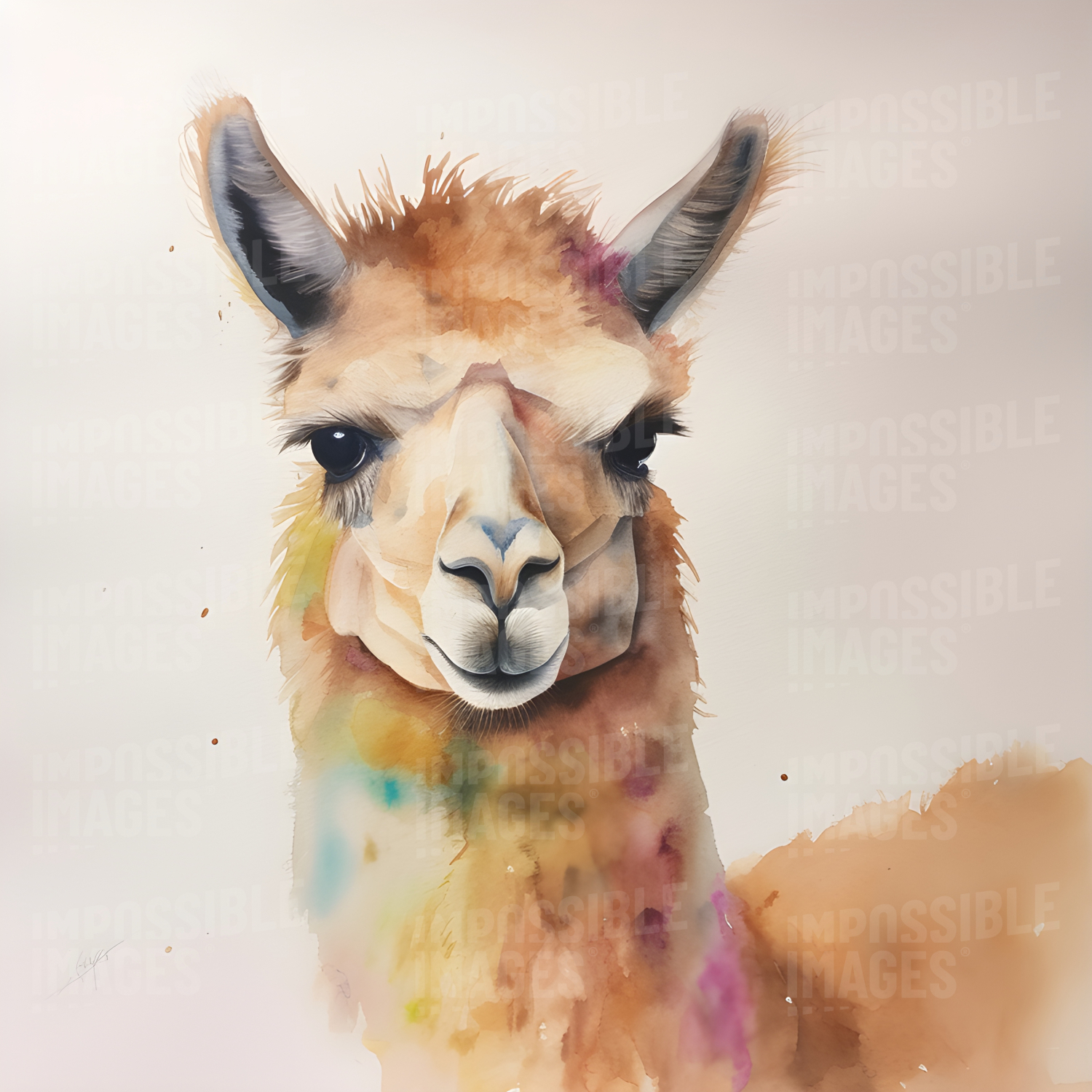 Watercolor painting of a llama - Impossible Images - Unique stock ...