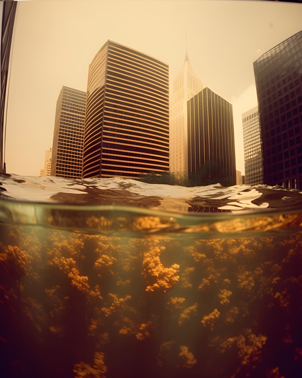 Retro city being submerged - Impossible Images - Unique stock images ...